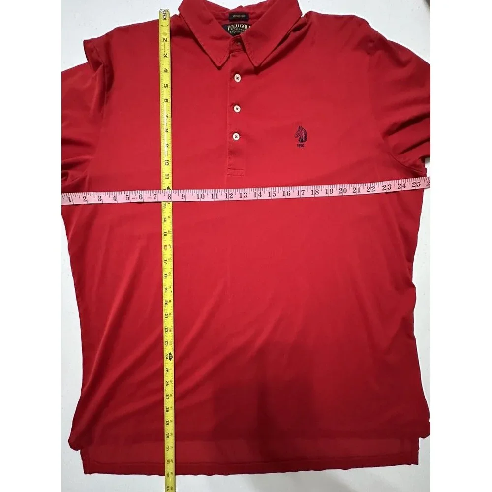 Polo Golf by Ralph Lauren Vintage Lisle 1890 Horse Logo 90's Polo Shirt‎ Red XL
